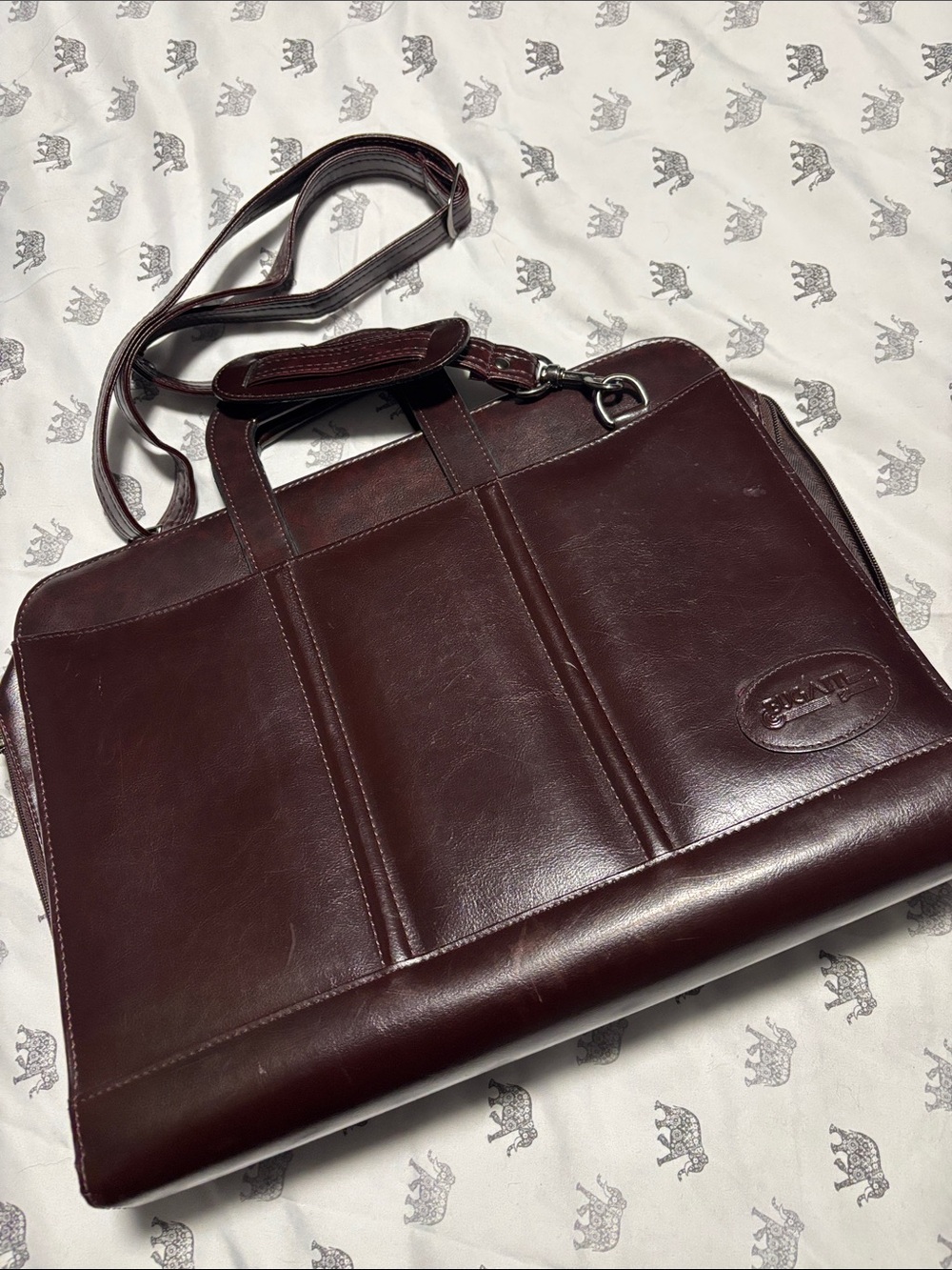 Leather Briefcase Bag in Dark Brown - Unbranded
